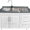 Mueble de lavaplatos cub granito. 120 cm ancho x 50 cm fondo x 90 cm alto