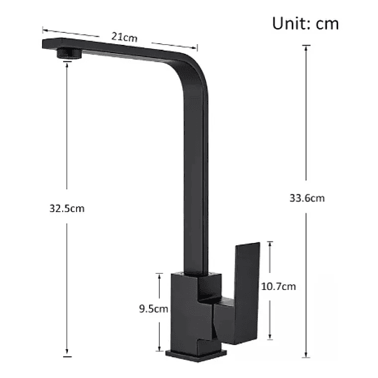 Llave monomando lavaplatos negra mate plana