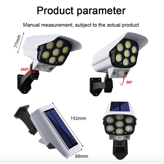 Foco solar led (forma de cámara)