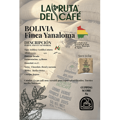 Cafe Verde Arabica Bolivia taza 84+IVA   Finca Yanaloma
