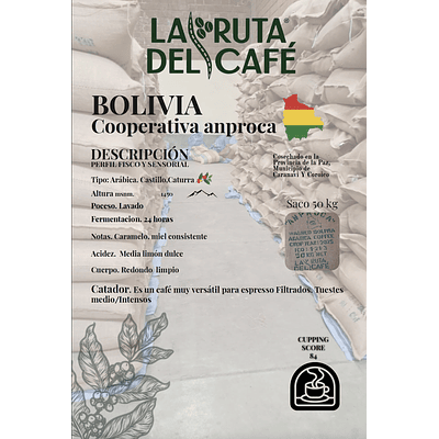 Cafe Verde Arabica Bolivia ANPROCA taza 84+IVA