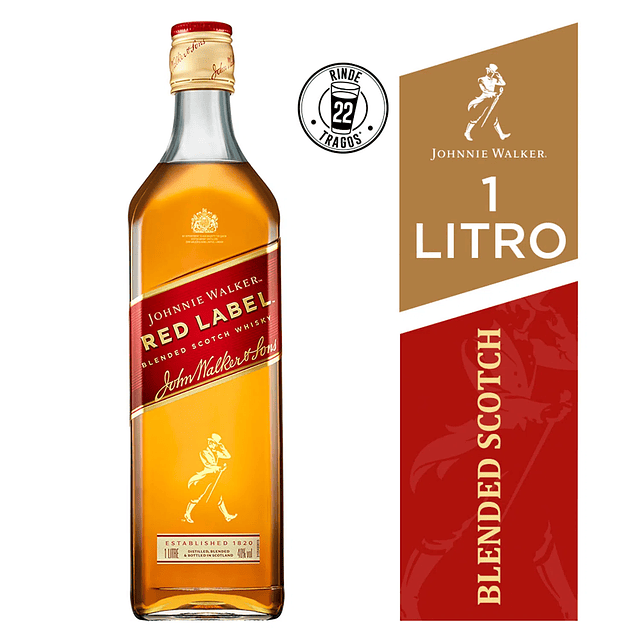 Whisky Johnnie Walker Etiqueta Roja 1 Lt