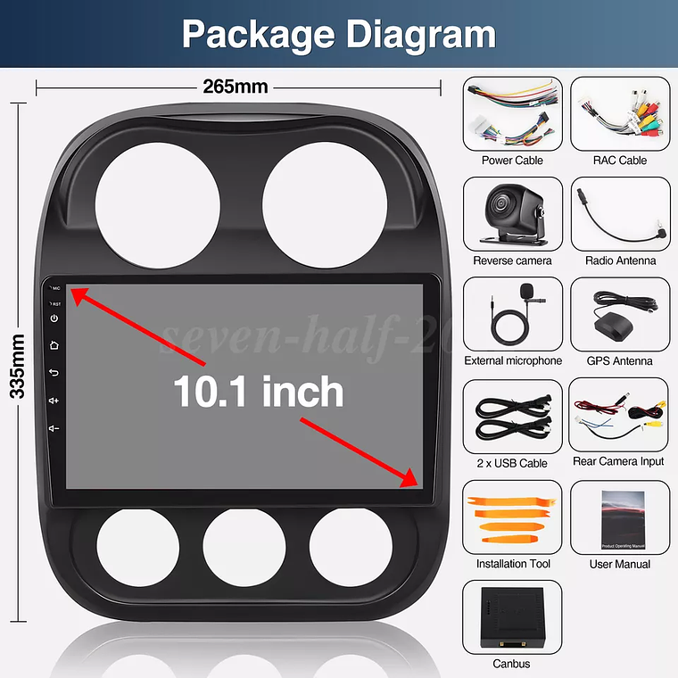 Radio Jeep Patriot Compass 2009-2016 Android 13 Apple Carplay Car Stereo Radio GPS 4