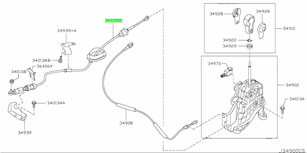 Cable selectora transmisión Nissan X-Trail T31 2012 1