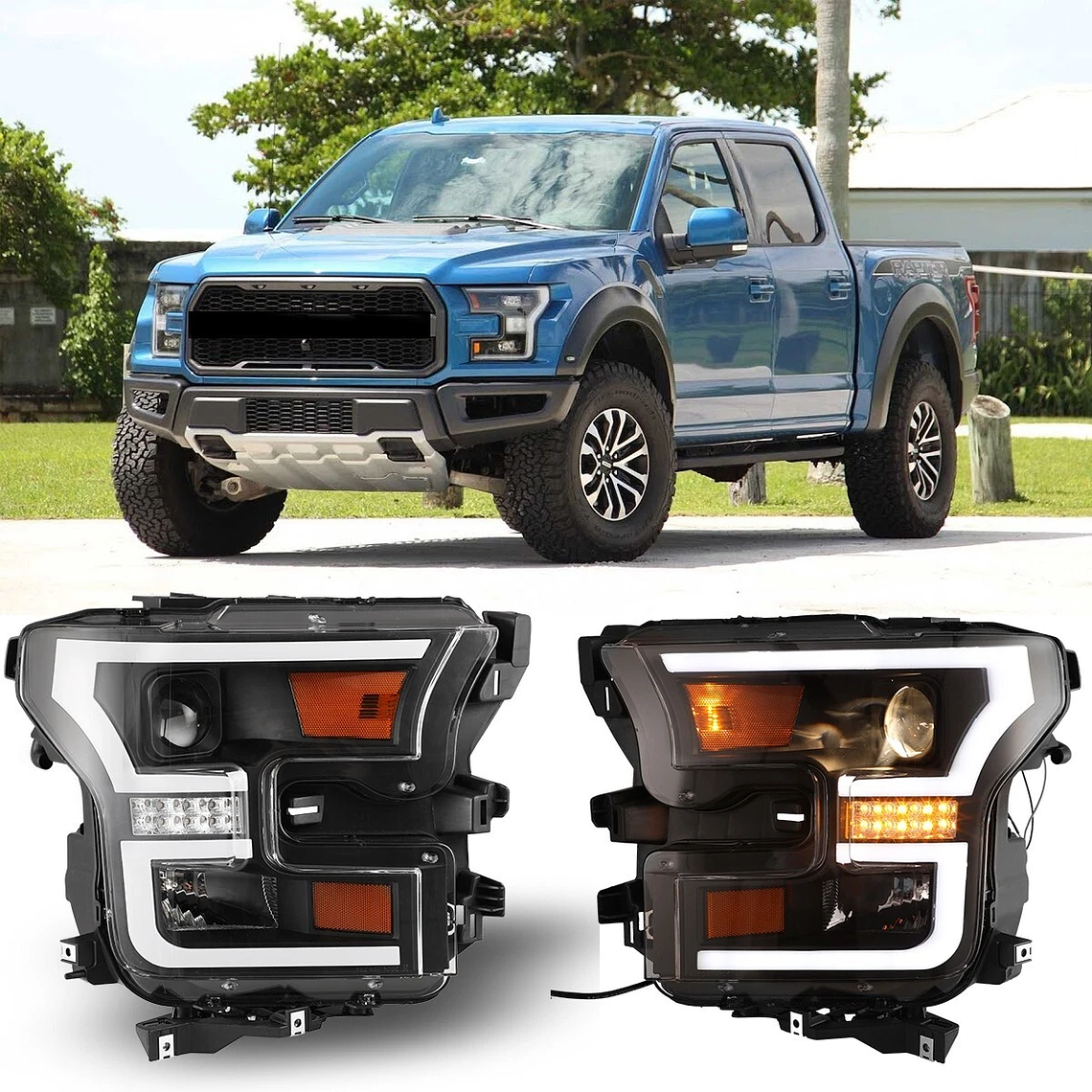 Ópticos Ford F-150 Projector & LED DRL – Black Edition 1