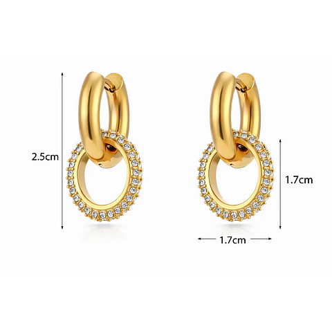 Aros Argolla Brillo Acero 316L PVD Oro 18K 65P