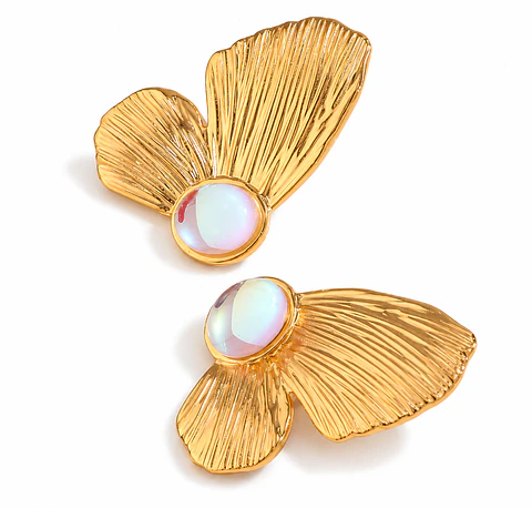 Aros Colgantes Elegantes Acero 316L PVD Oro 18K 66P
