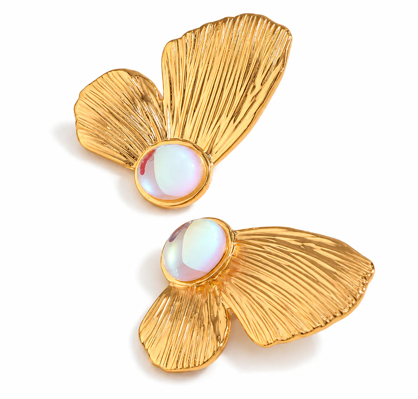 Aros Colgantes Elegantes Acero 316L PVD Oro 18K 66P 1