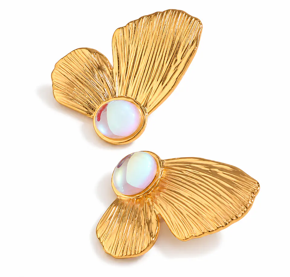Aros Colgantes Elegantes Acero 316L PVD Oro 18K 66P 1