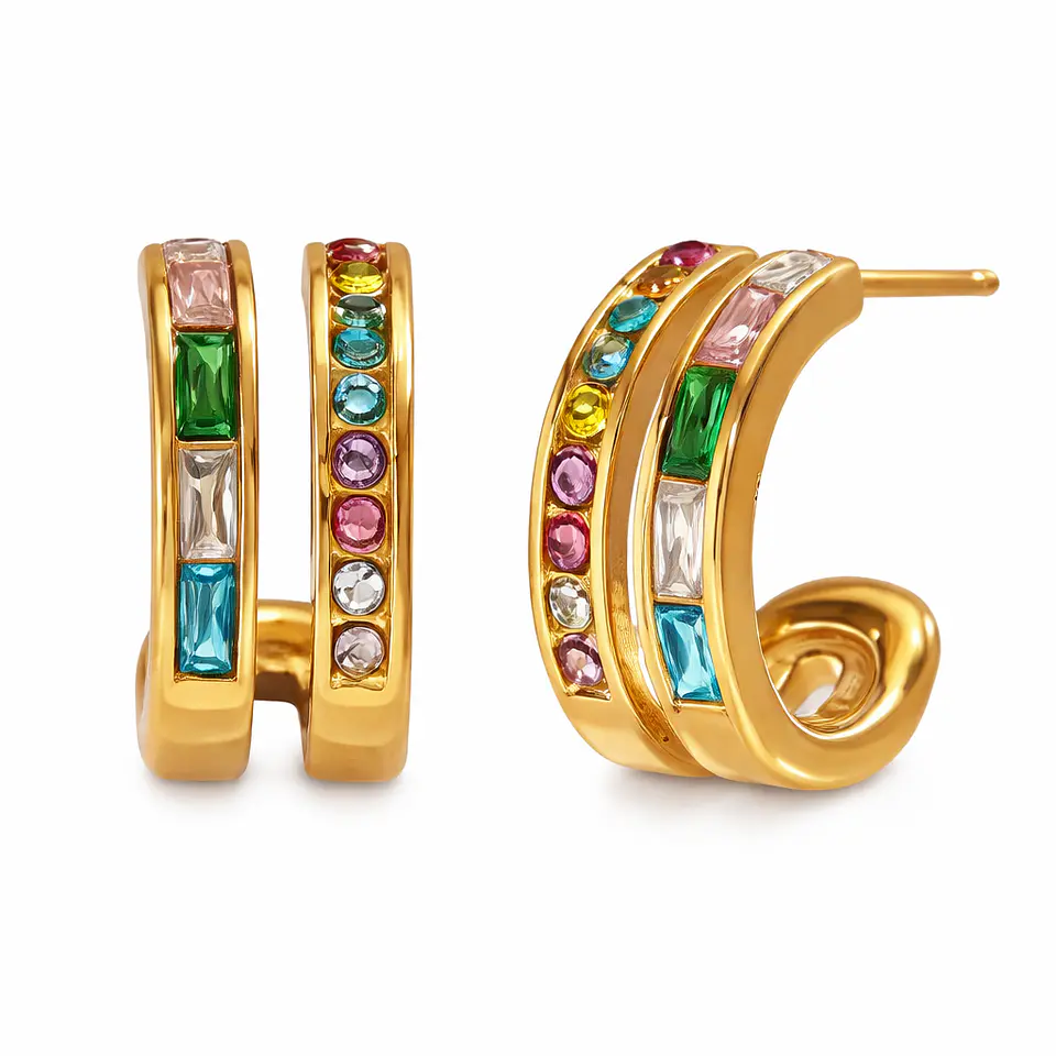 Aros Minimalistas Acero 316L PVD Oro 18K 111P 1