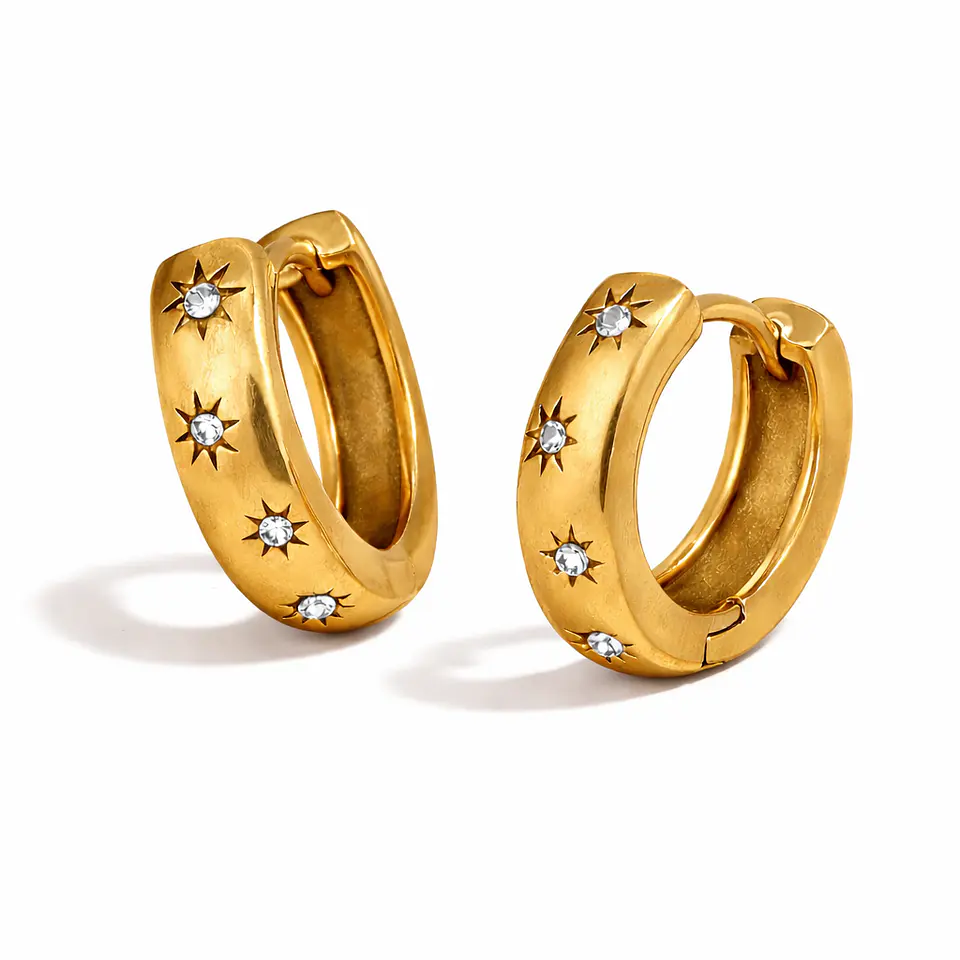 Aros Clásicos Finos Acero 316L PVD Oro 18K 115P 1