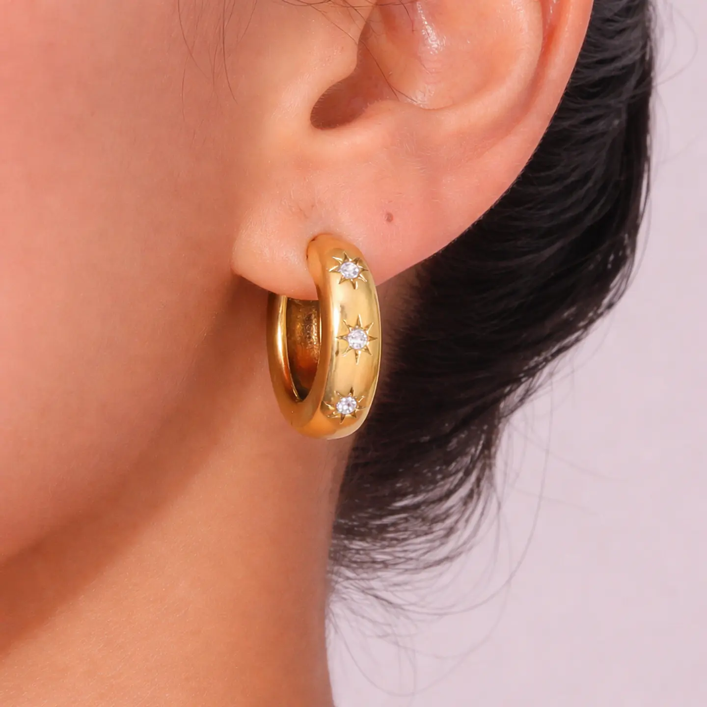Aros Clásicos Finos Acero 316L PVD Oro 18K 115P 3