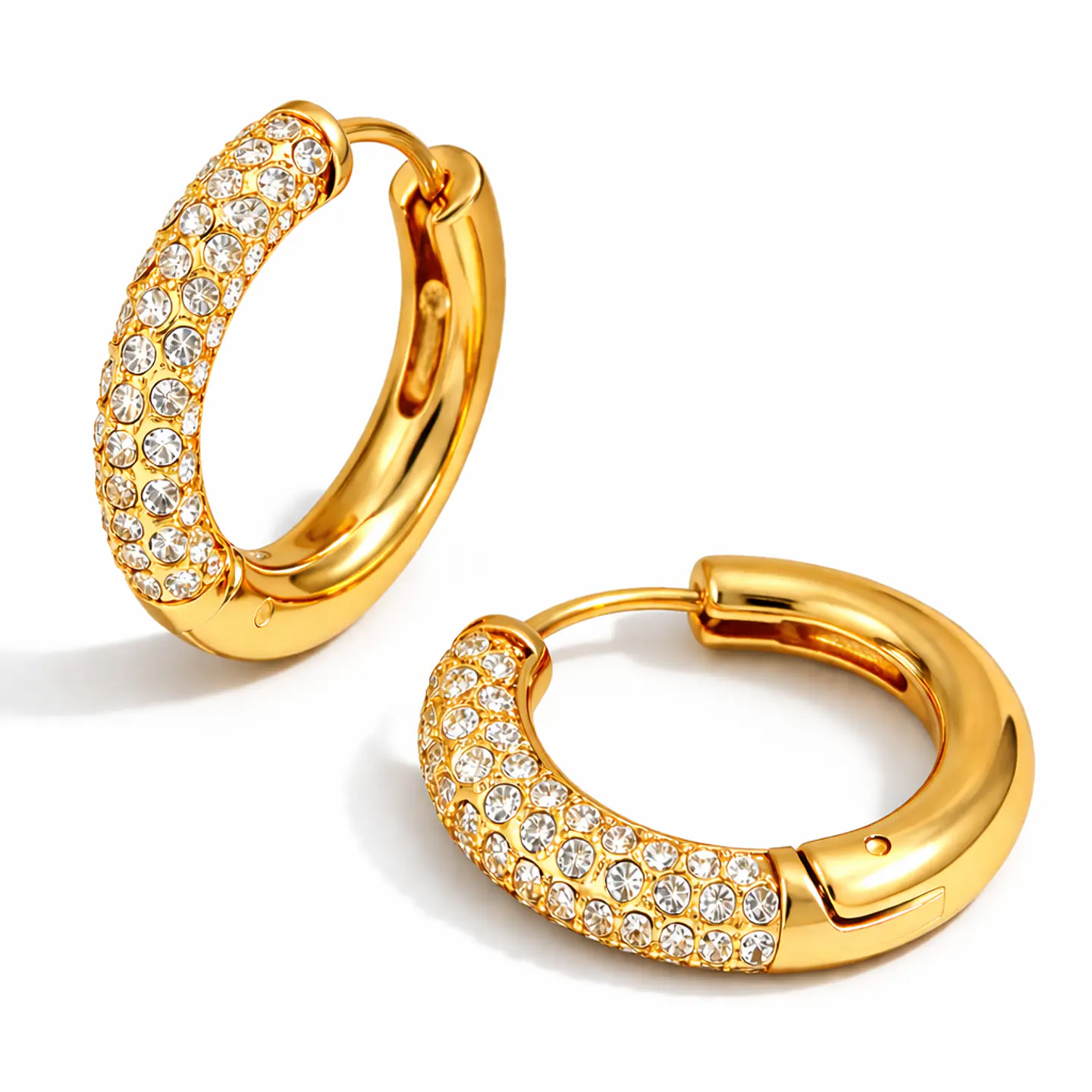 Aros Brillantes Acero 316L PVD Oro 18K 119P 1