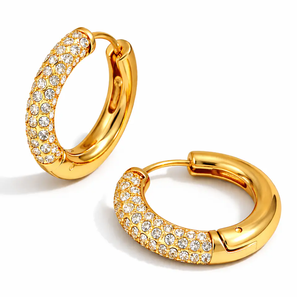 Aros Brillantes Acero 316L PVD Oro 18K 119P 1