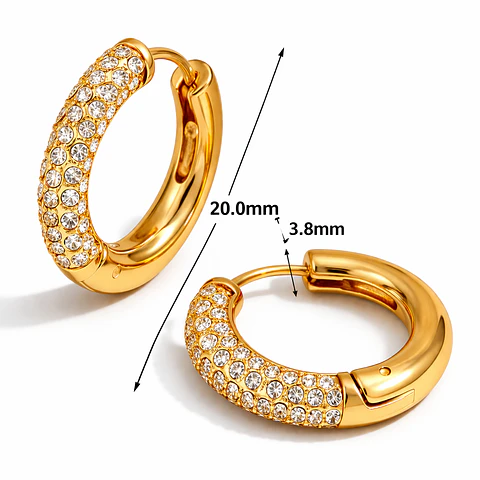 Aros Brillantes Acero 316L PVD Oro 18K 119P