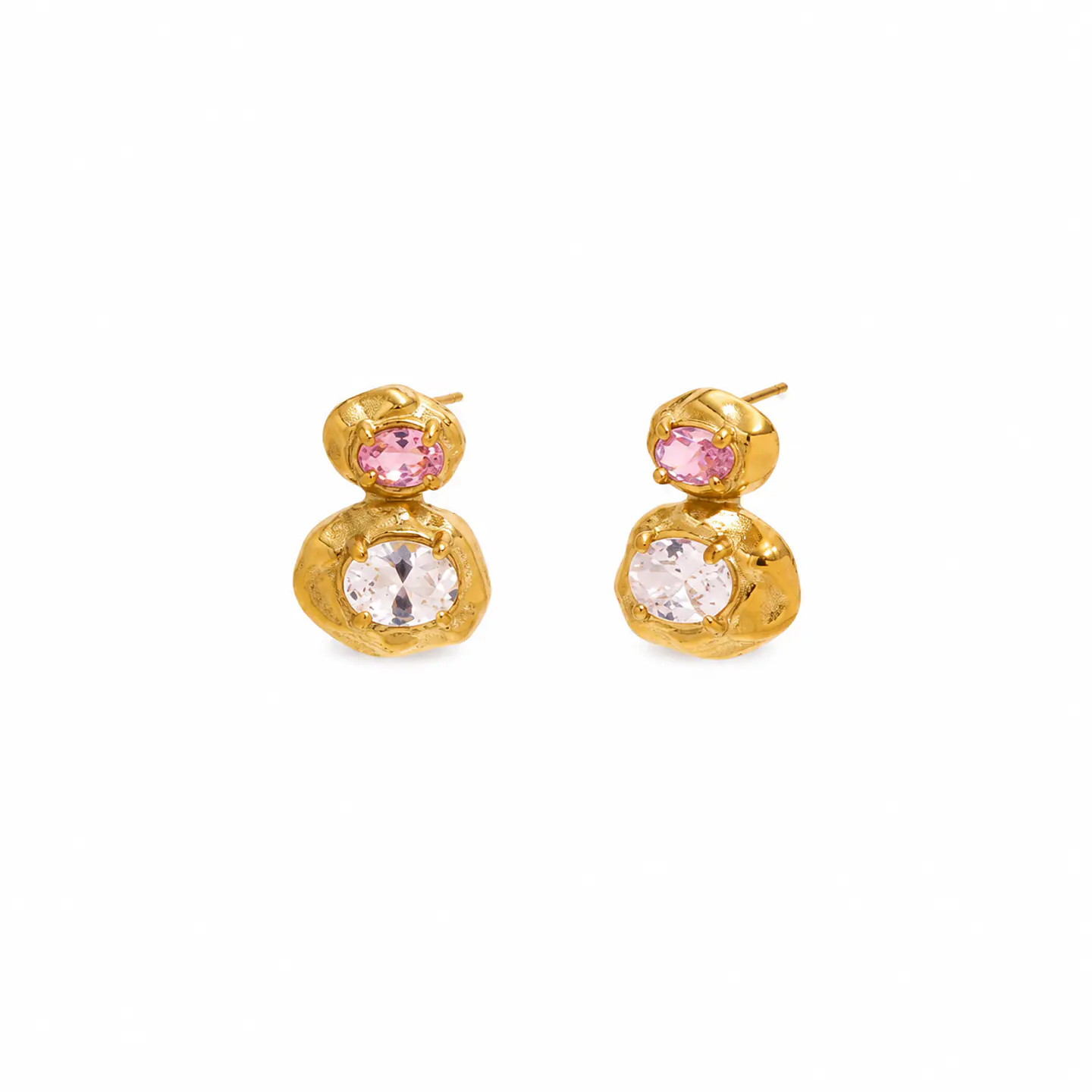 Aros Doble Cristal Rosa 1