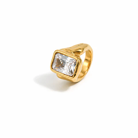 Anillo Rectangular Cristal Real
