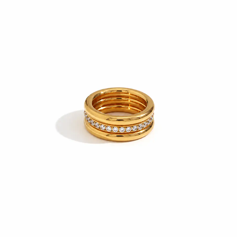 Anillo  Triple Banda Zirconias 1