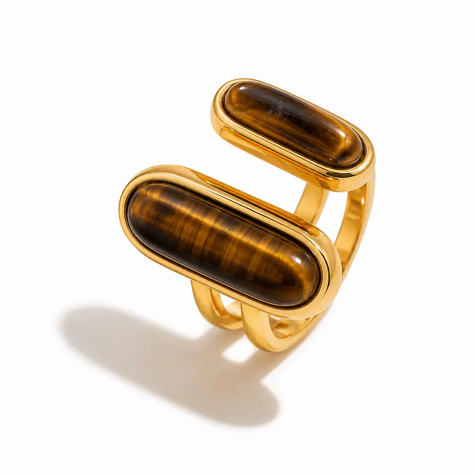 Anillo Doble Ojo de Tigre 1
