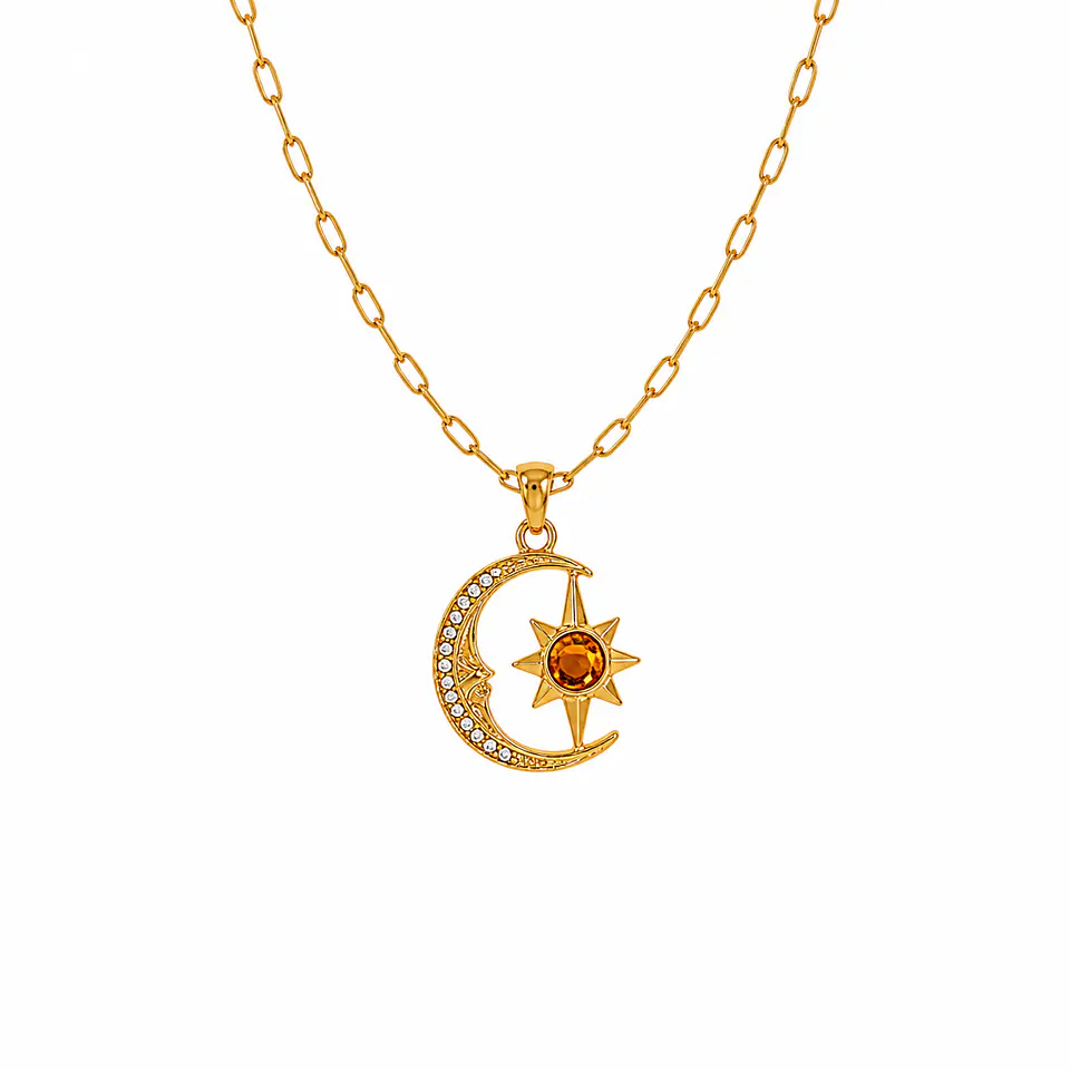 Collar  Luna y Estrella Ámbar 1