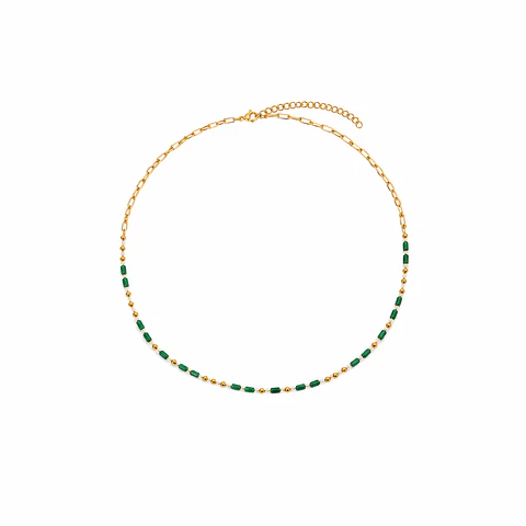 Collar Verde Piedra Malaquita  Minimalista