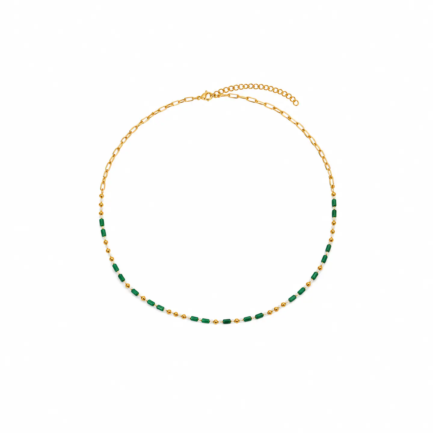 Collar Verde Piedra Malaquita  Minimalista 1