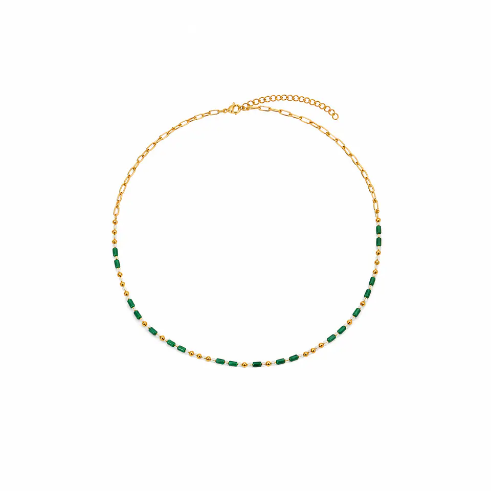Collar Verde Piedra Malaquita  Minimalista 1