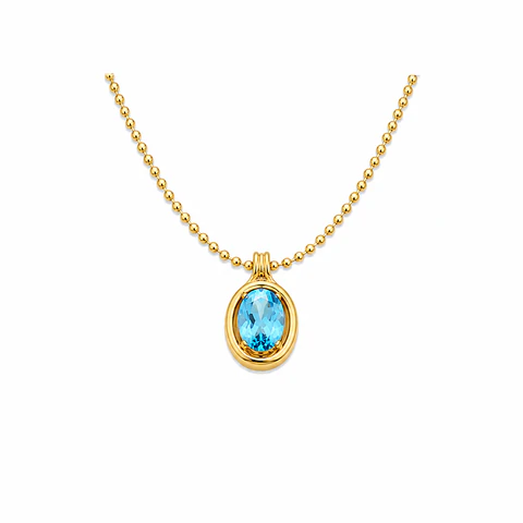 Collar Topacio Azul Oval