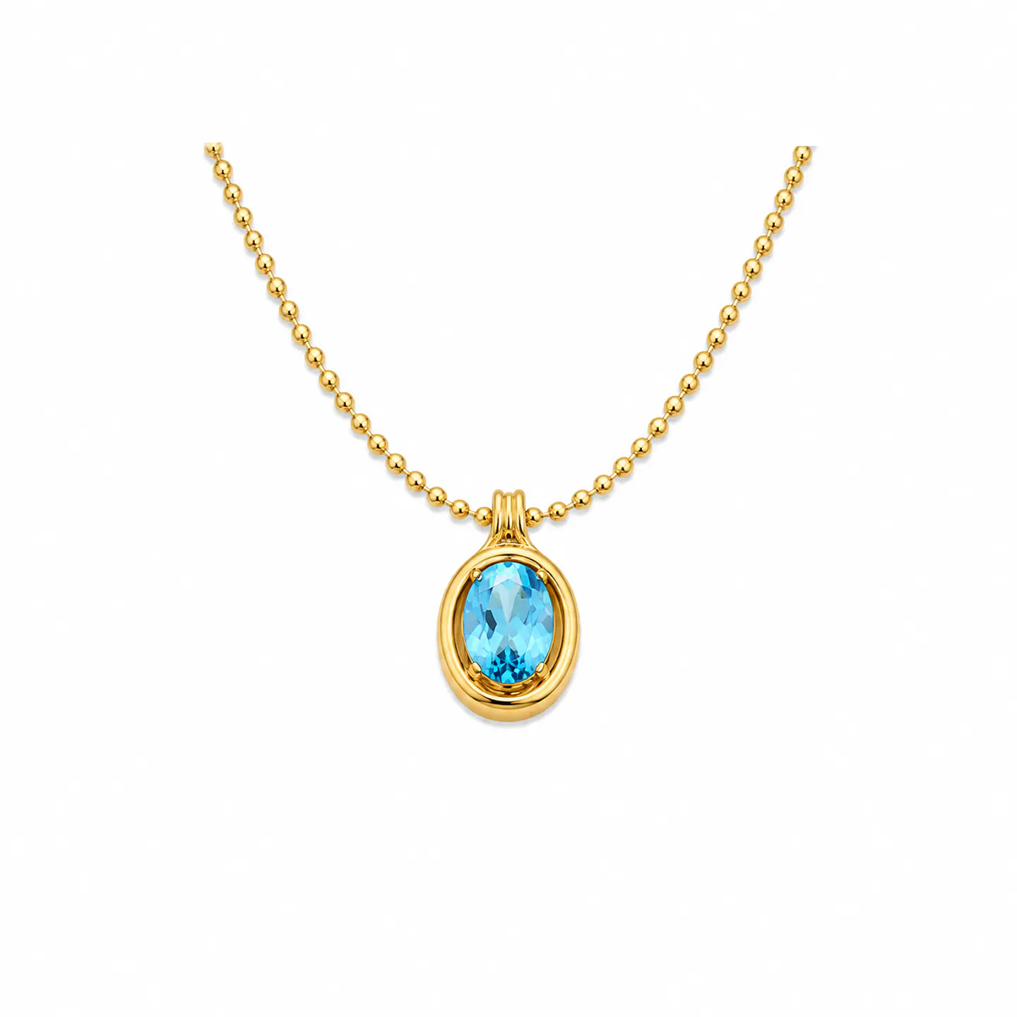 Collar Topacio Azul Oval 1