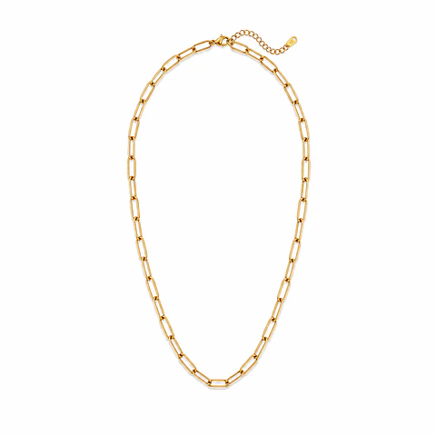 Collar Cadena Paperclip Dorada 40 cm