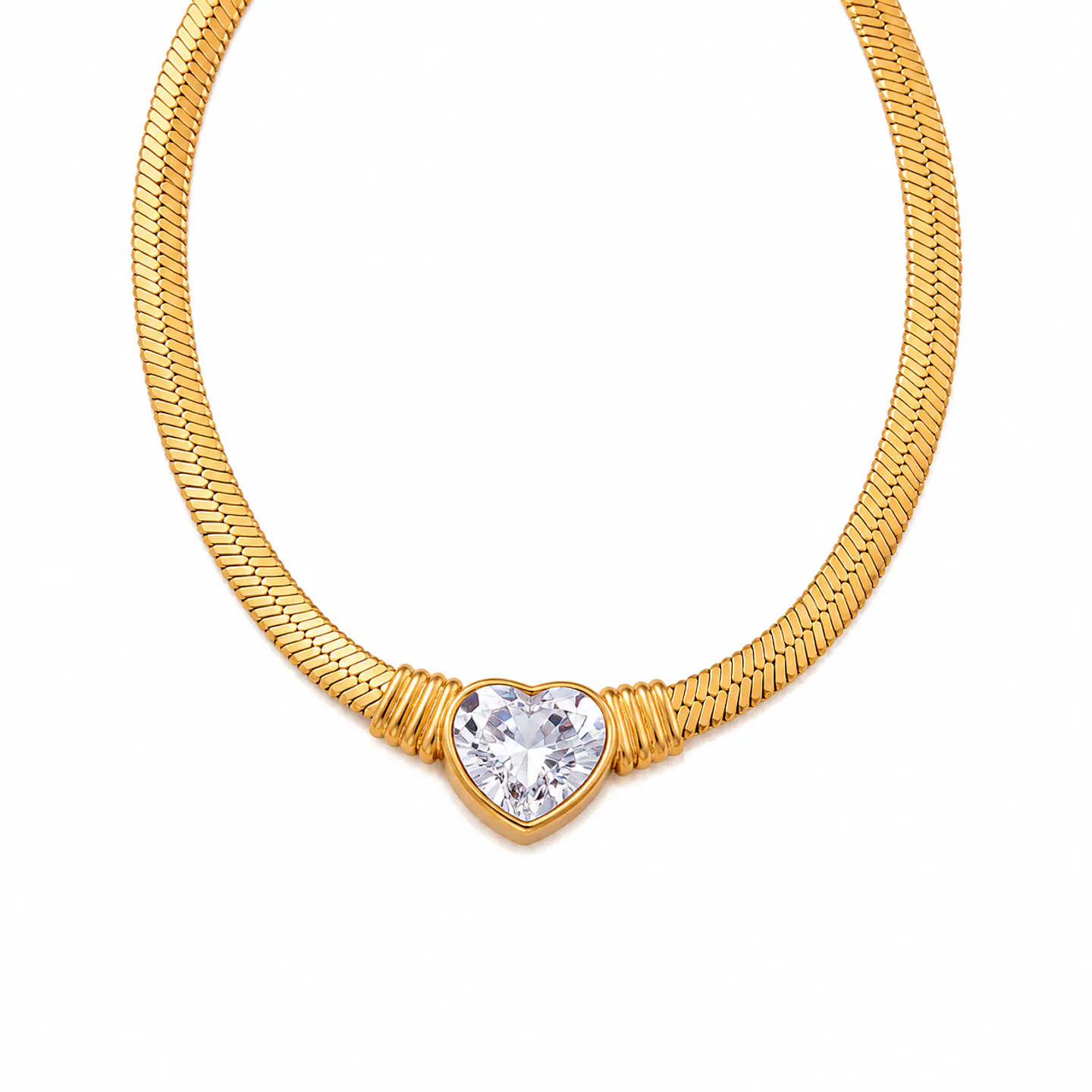 Collar Corazón Cristal Blanco 1