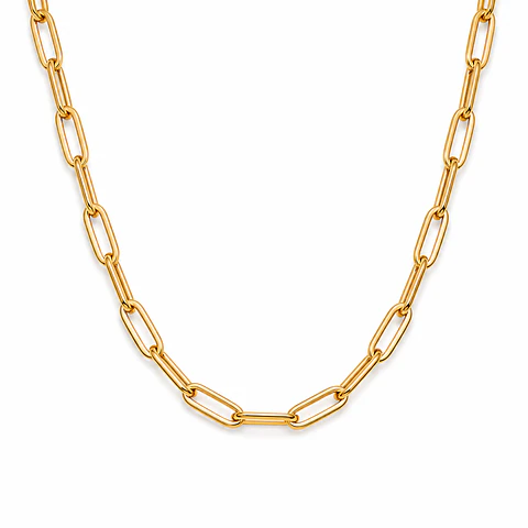 Collar Cadena PaperClip Dorada 60 cm