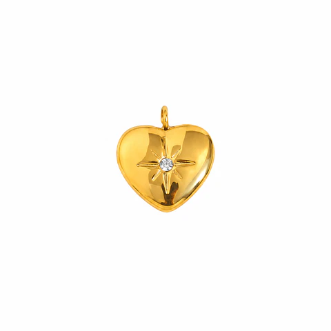 Dije Corazón Dorado Brillante