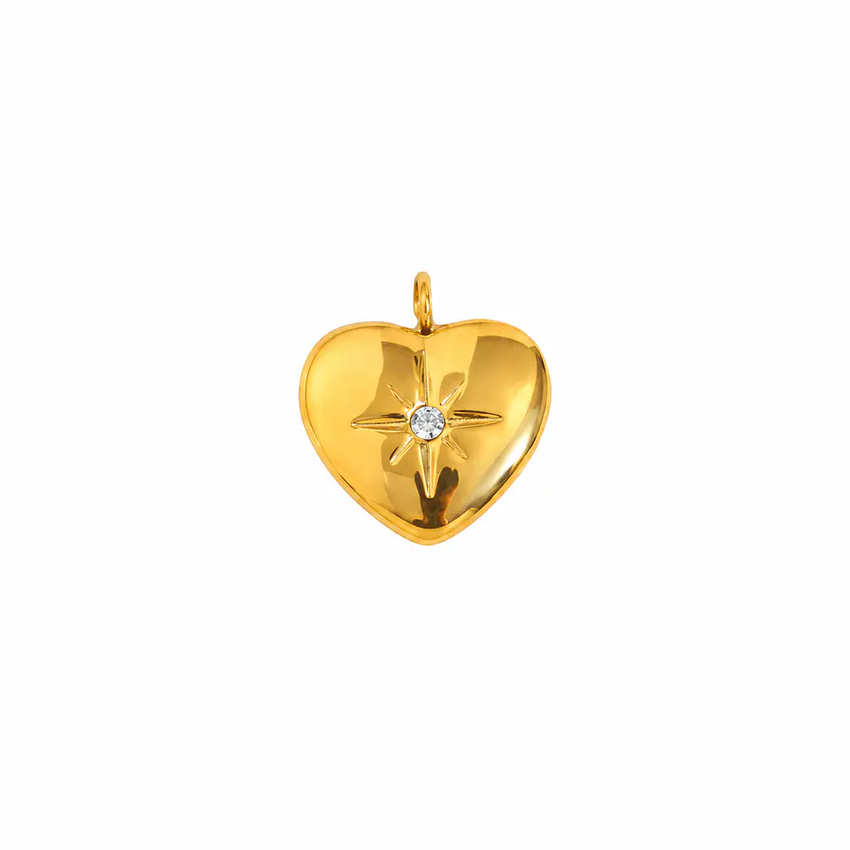 Dije Corazón Dorado Brillante 1