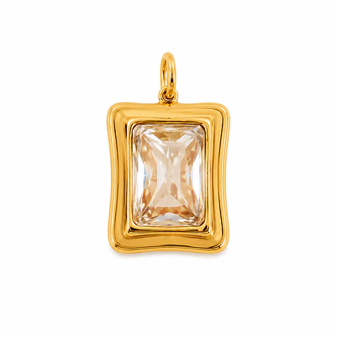 Dije Cristal Champagne Rectangular