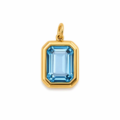 Dije Topacio Azul Rectangular