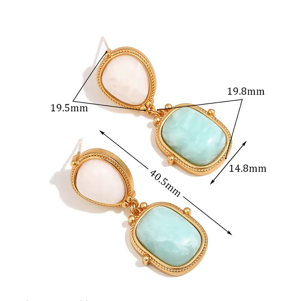Aros Doble Piedra Aqua 2