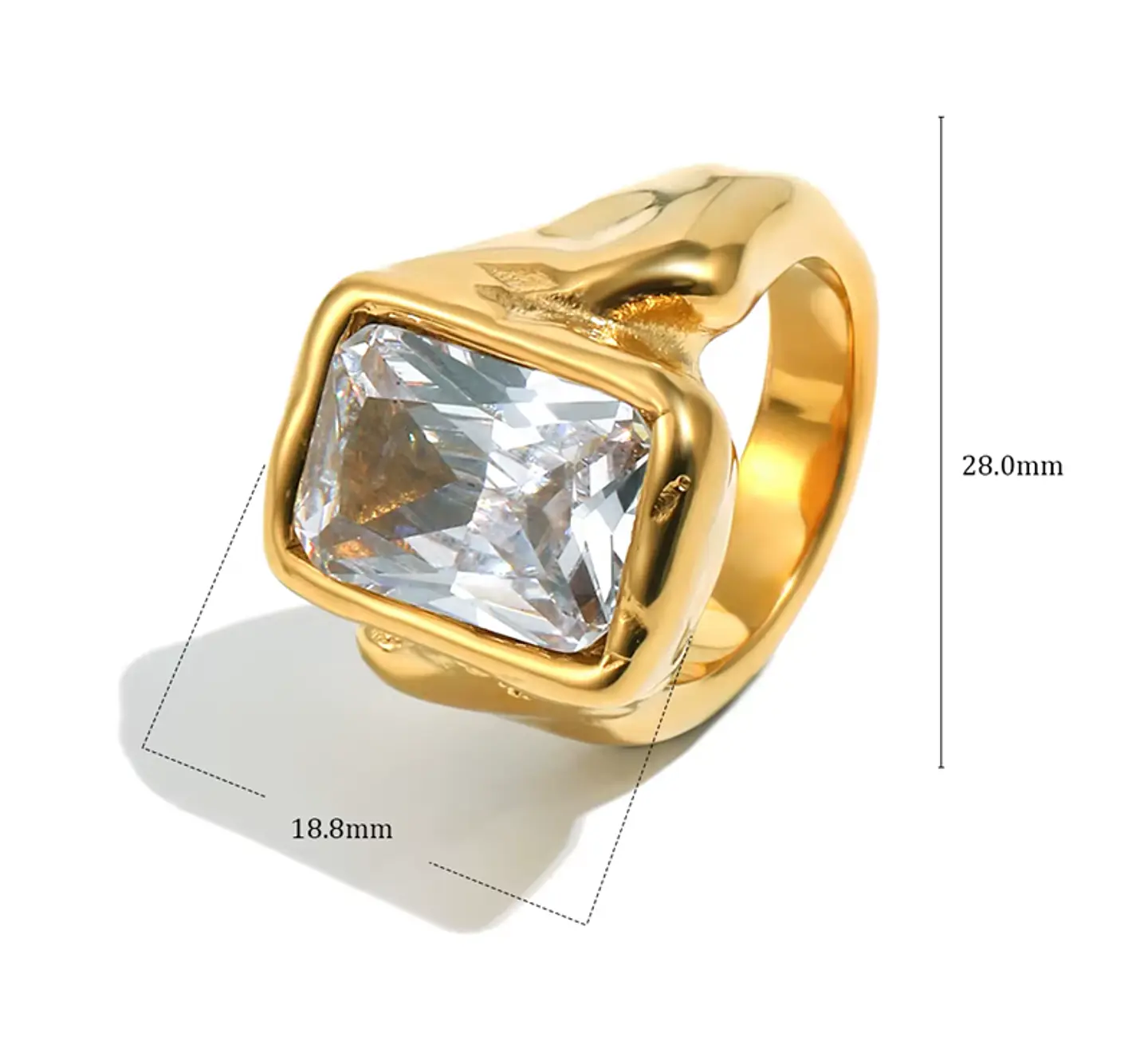 Anillo Rectangular Cristal Real 2