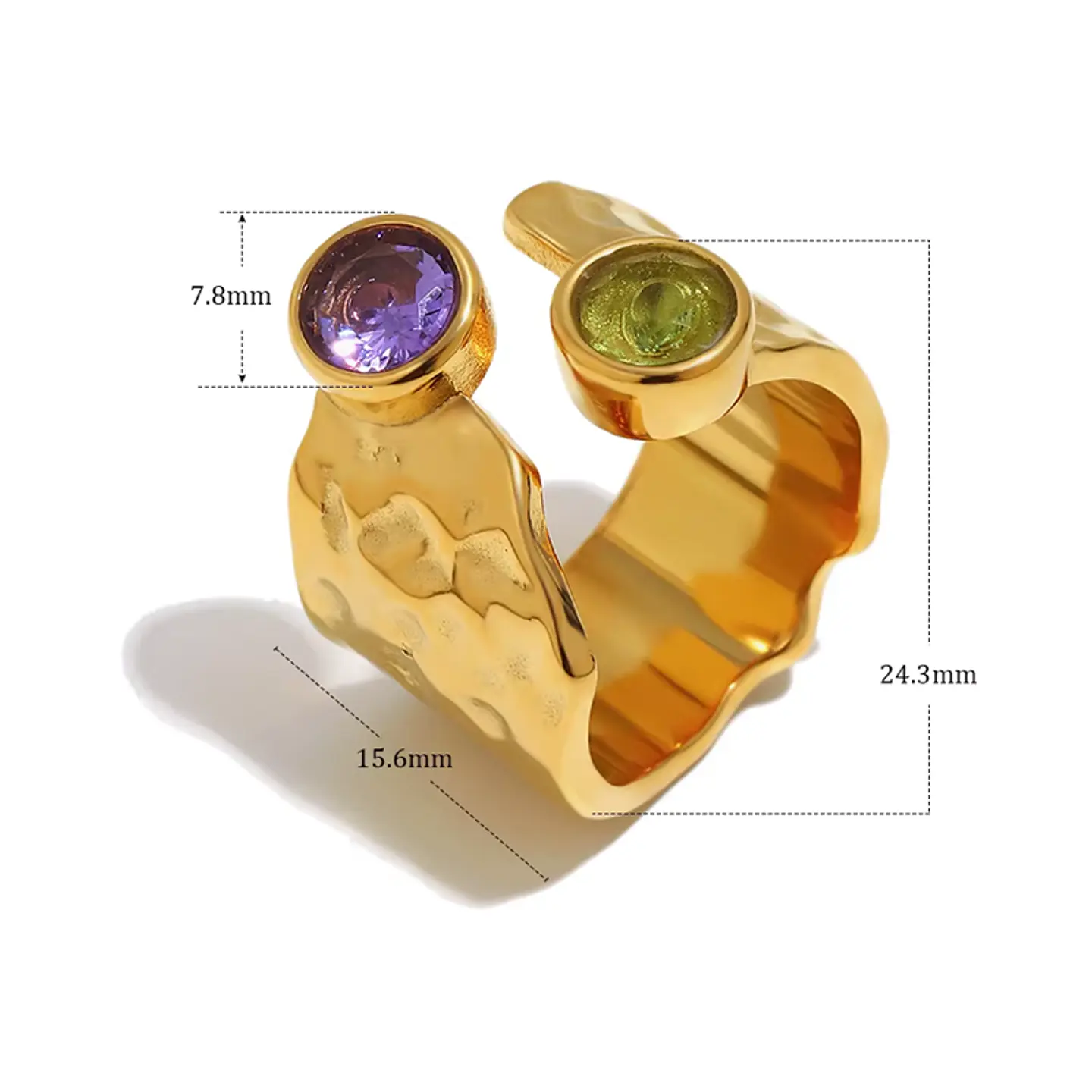 Anillo  Doble Gema Ametista y Olivina 2