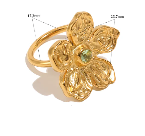 Anillo  Flor Dorada Peridoto