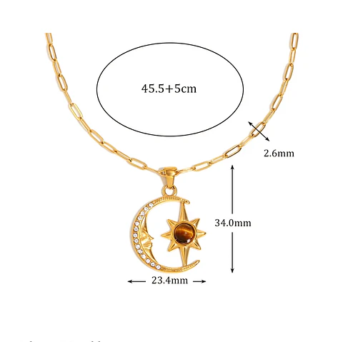 Collar  Luna y Estrella Ámbar