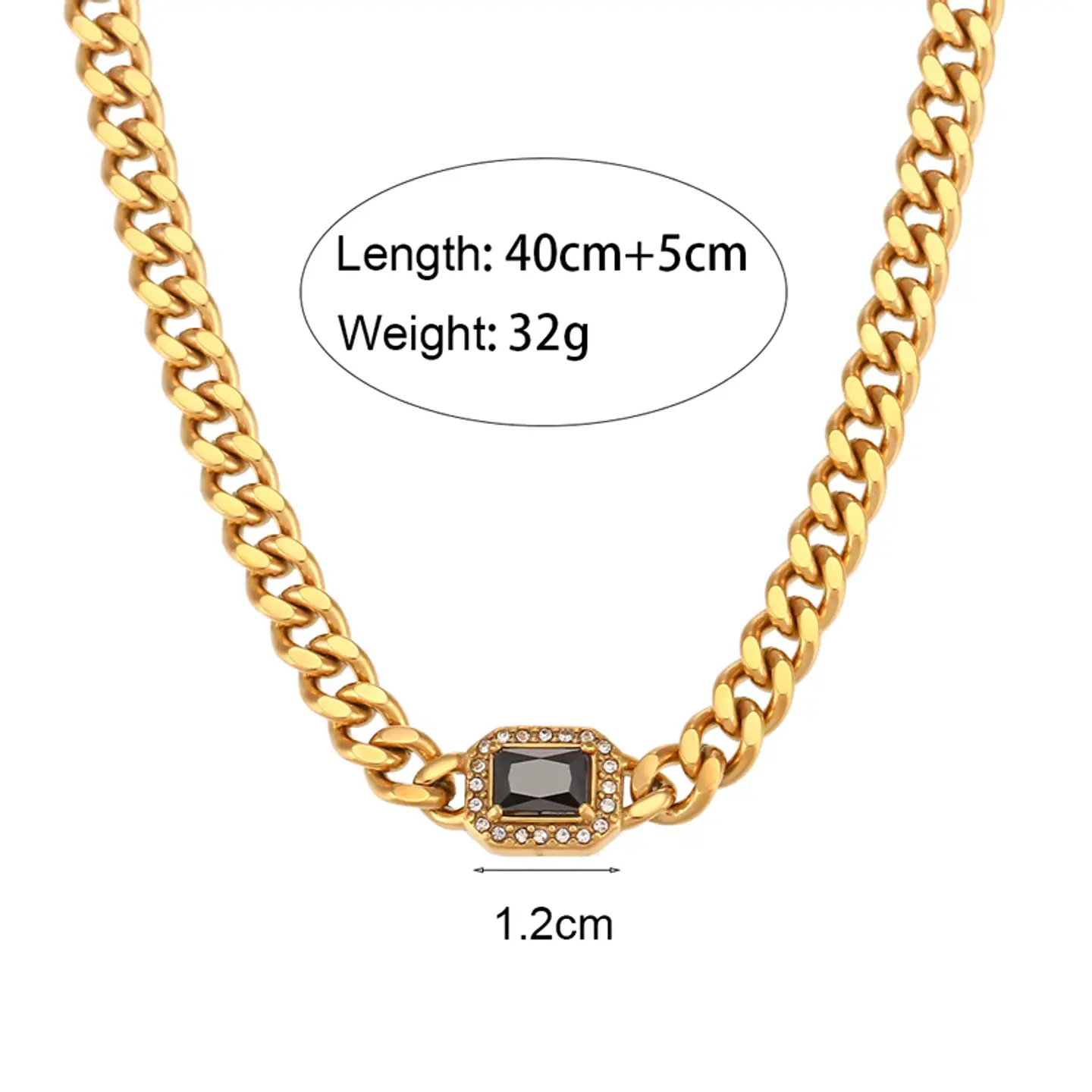 Collar Cadena Cubana Onix Negro 2