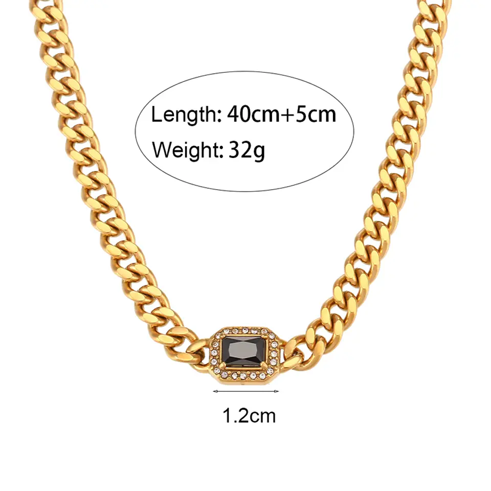 Collar Cadena Cubana Onix Negro 2