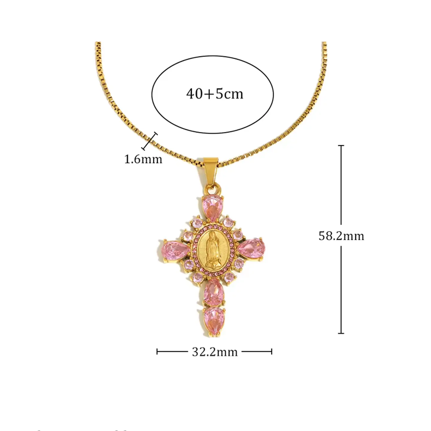 Collar Cruz Virgen Rosa 2