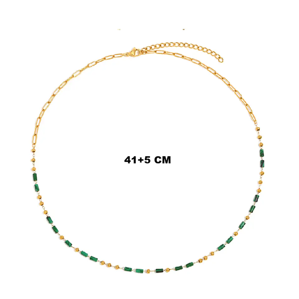 Collar Verde Piedra Malaquita  Minimalista 2