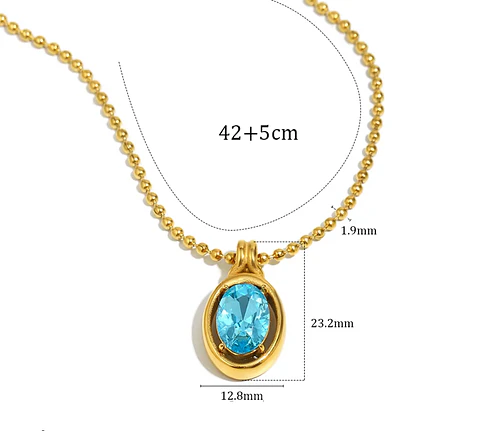 Collar Topacio Azul Oval