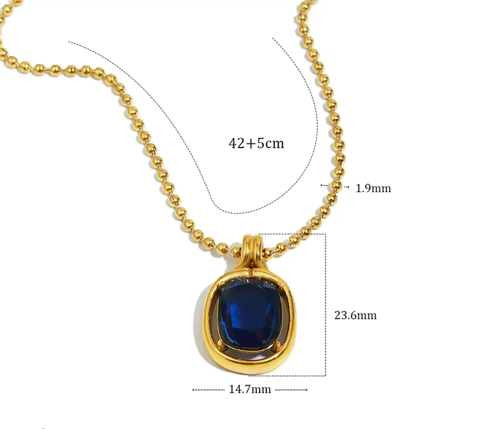 Collar Zafiro Azul Rectangular 2