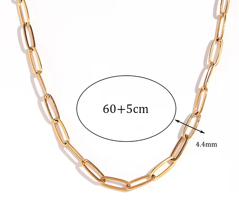 Collar Cadena PaperClip Dorada 60 cm