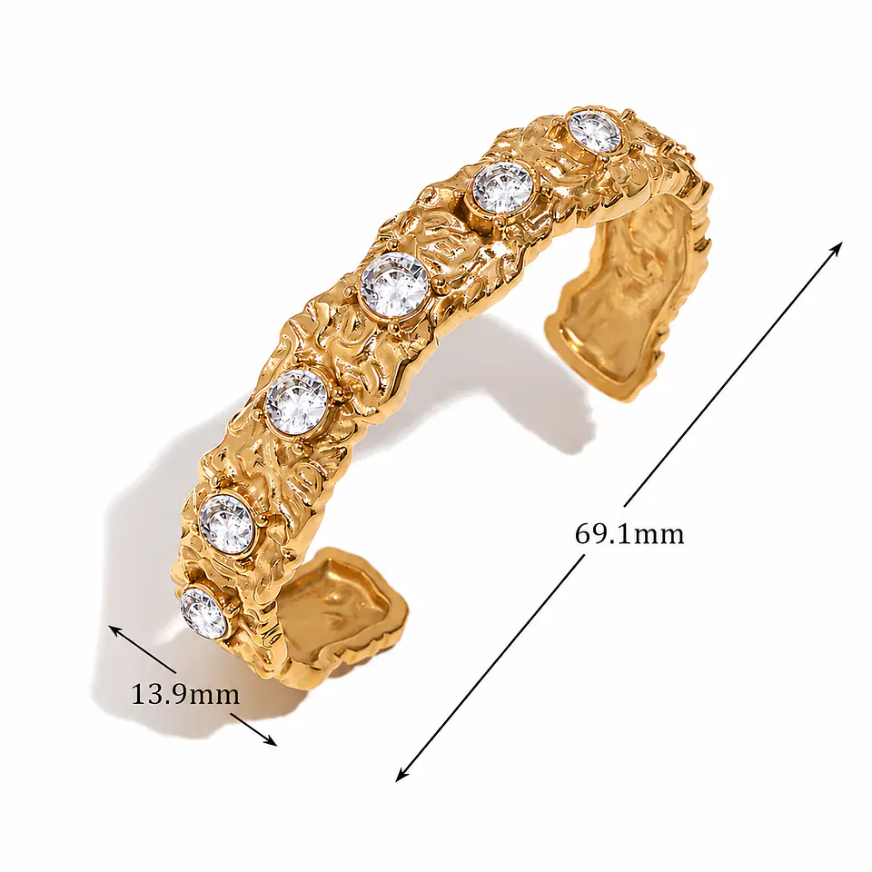 Pulsera Brazalete Texturizado Cristal 2