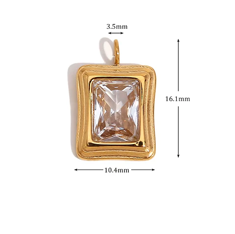 Dije Cristal Champagne Rectangular